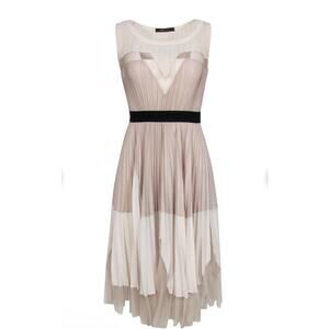 BCBG Max Azria Beige Pleated Sleeveless Cocktail Dress Women’s Sz 4
